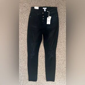 Black ripped jeans, never worn , size 27